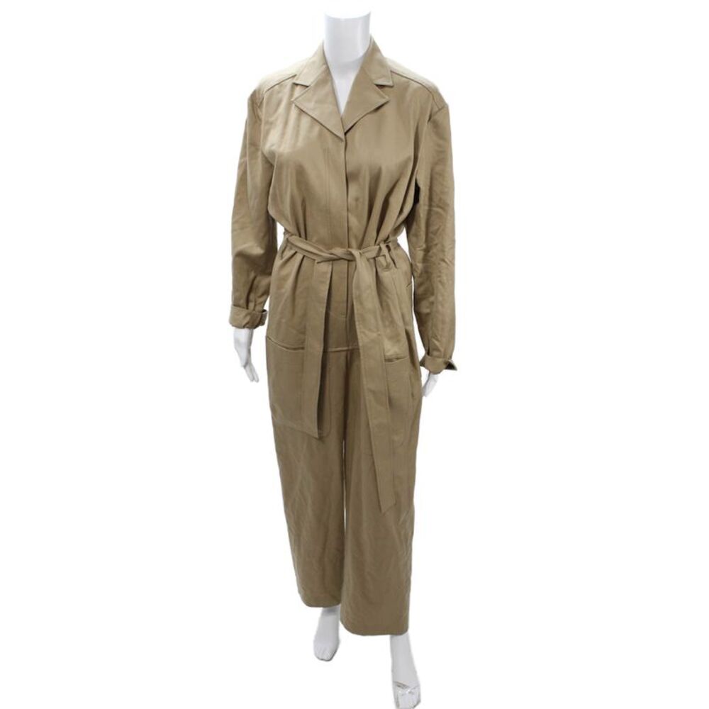 Low Classic Womens Beige Wool Long Sleeve Button Jumpsuit Size S